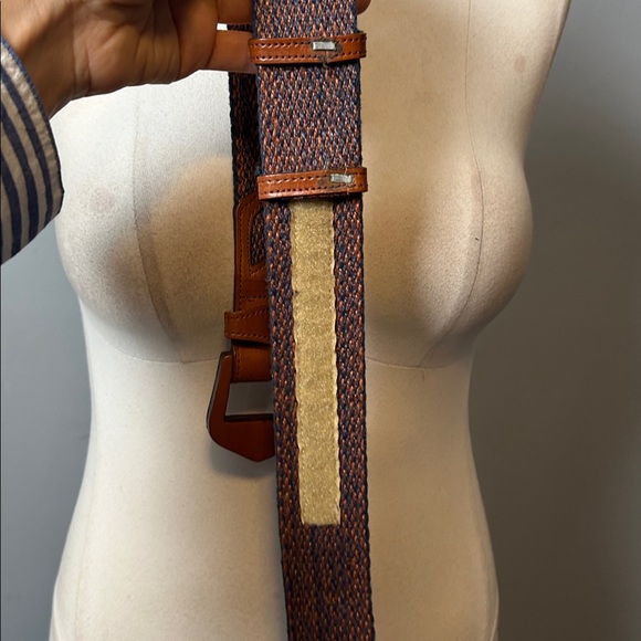 Vintage Ginnie Johansen Designs Inc. Dallas Brown and Blue Woven Leather Belt main image 5